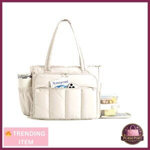 Large Tote Bag with Insulated Compartment, Laptop Sleeve, Luggage Strap